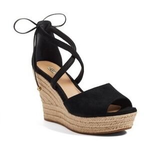 UGG Black and Tan 4" Wedge Sandals